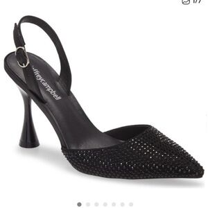 Jeffrey Campbell Black Rhinestone Slingback Pumps